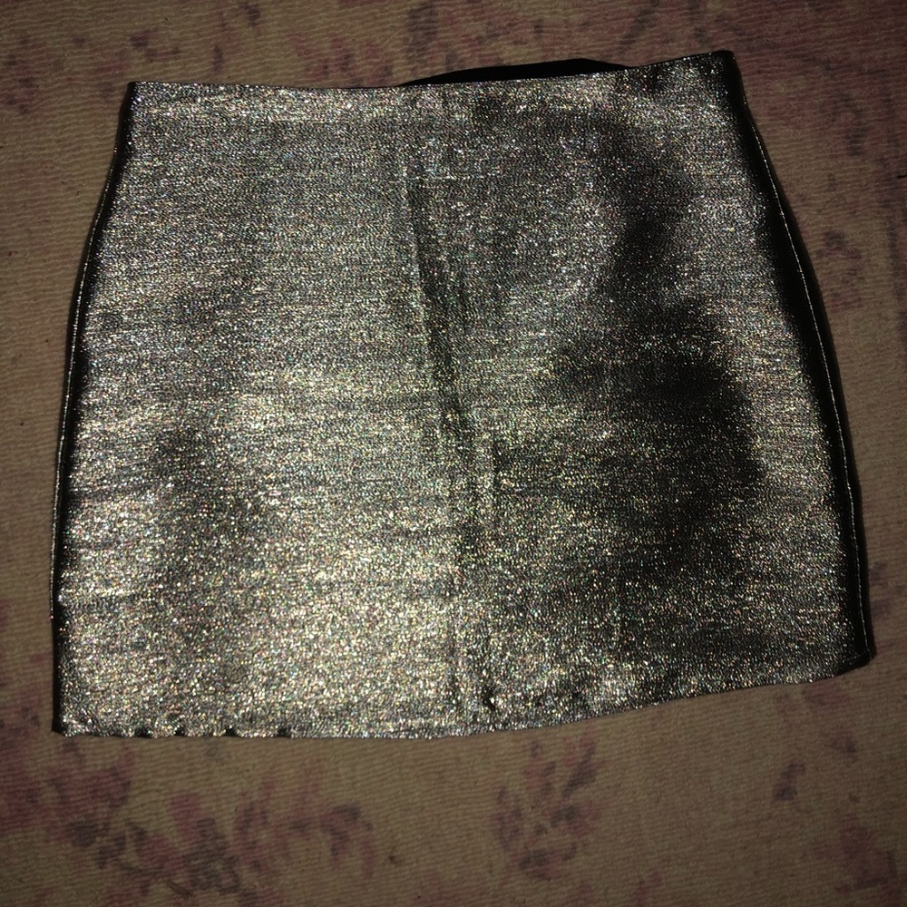 Satin metallic gold mini skirt